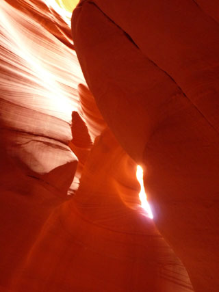 This image I took at Antelope Canyon looks like an Indian spirit within the walls.