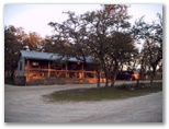 A rustic cabin at Running-R Guest Ranch, Bandera, Texas