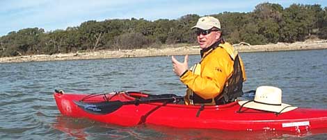 Scott Tiller, our knowledgeable Lake Buchanan Adventures guide pointing out some interesting aspects of the terrain.