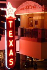 Towering neon Texas sign at the history museum