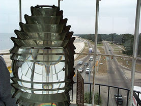 See a closeup view of the fresnel lens and beach