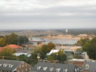 View of downtown Natchez and Mississippi River bridge