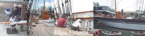 Volunteers aboard the Elissa.