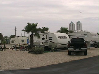 The KOA at South Padre Island has a range of backin and pullthrough sites available to fit RVs
