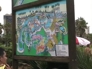 A convenient map identifies rides in the park, with a color coded key to identify the a ride's difficulty